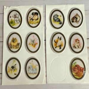 Vintage 80s Puffy Stickers Dogs and Cats 2 Sheet Set RARE